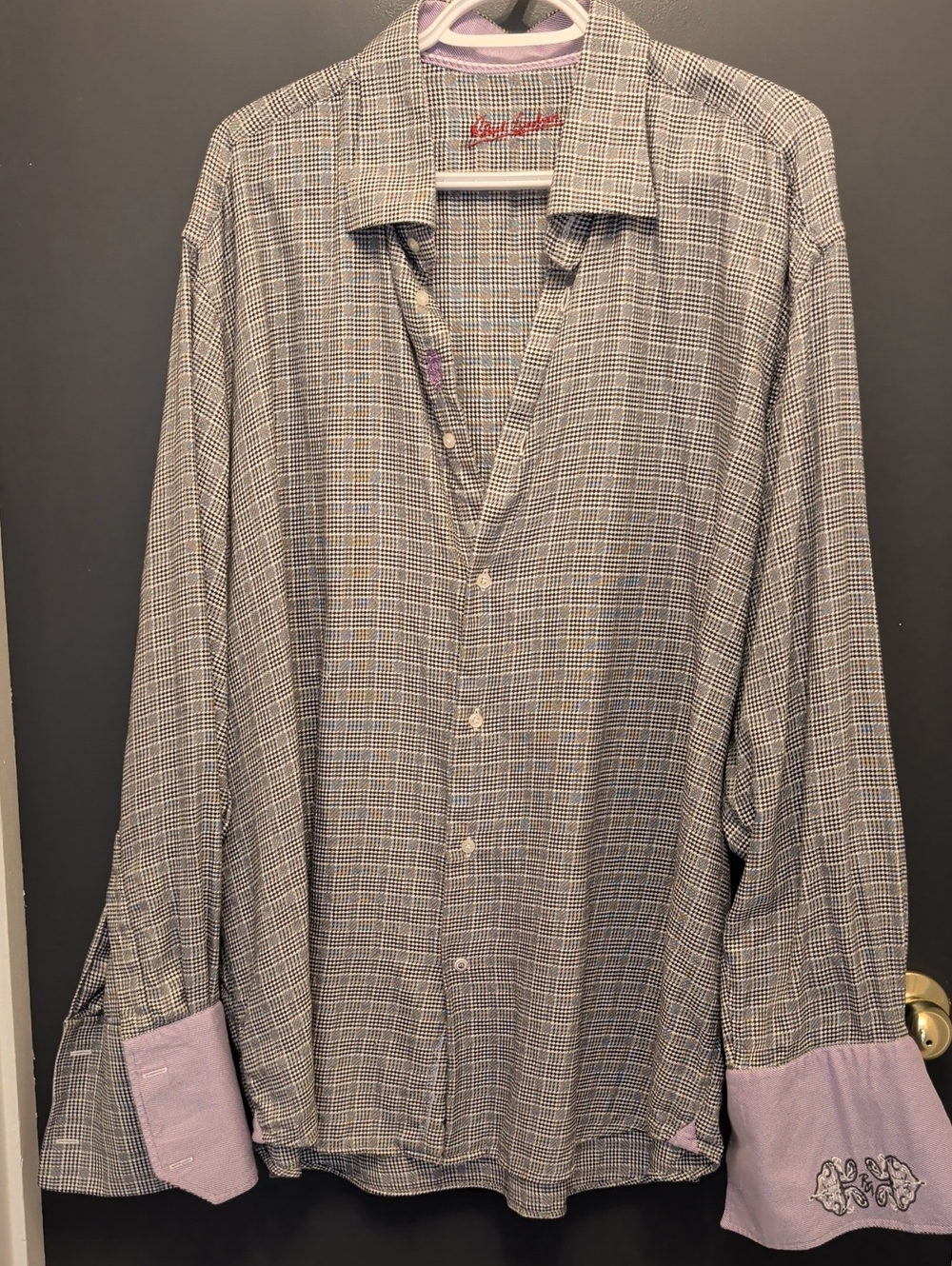 Robert Graham Men's Black and Purple Checked Button-Down Shirt